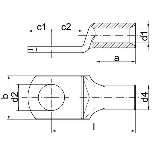 SR508 Końcówka kablowa rurkowa zwężana 50mm2 do przewodów litych/ M8 / 25szt. 2