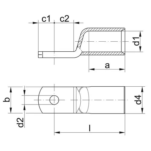 12SG12 Końcówka kablowa rurkowa zwężana Cu 240mm2 / M12 / 5szt. 2