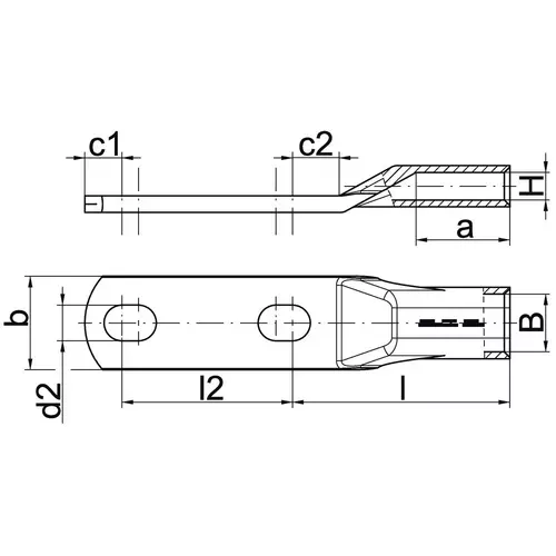 136DP212 Końcówka kablowa z dwoma otworami Cu 2x50mm2 / 2 x M12 / 5szt. 2