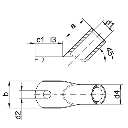 162R645 Końcówka kablowa kątowa 45° Cu DIN 10mm2 / M6 / 50szt. 2