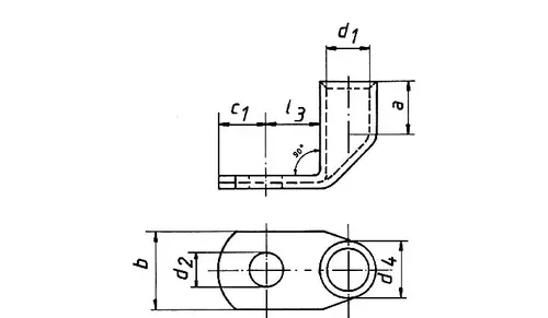 45R10 Końcówka kablowa kątowa 90° Cu 35mm2 / M10 / 25szt. 2