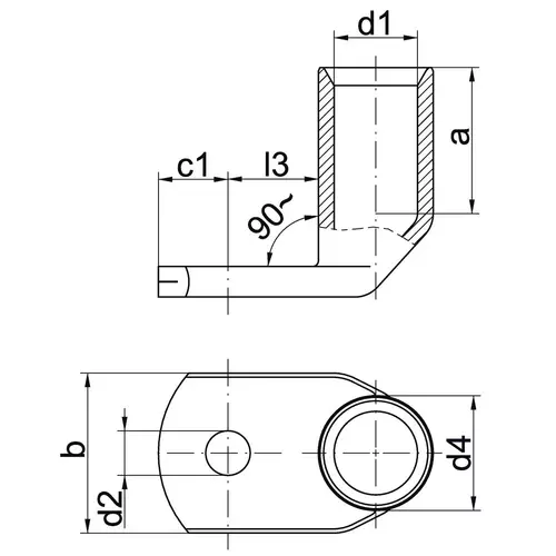 52R16  Końcówka kablowa kątowa 90° Cu 240mm2 / M16 / 10szt. 2