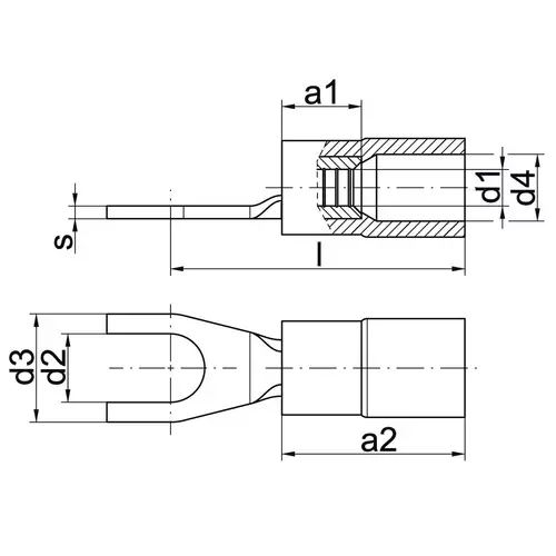 630C5 Końcówka widełkowa izolowana 1,5-2,5mm2 / M5 / 100szt. 3