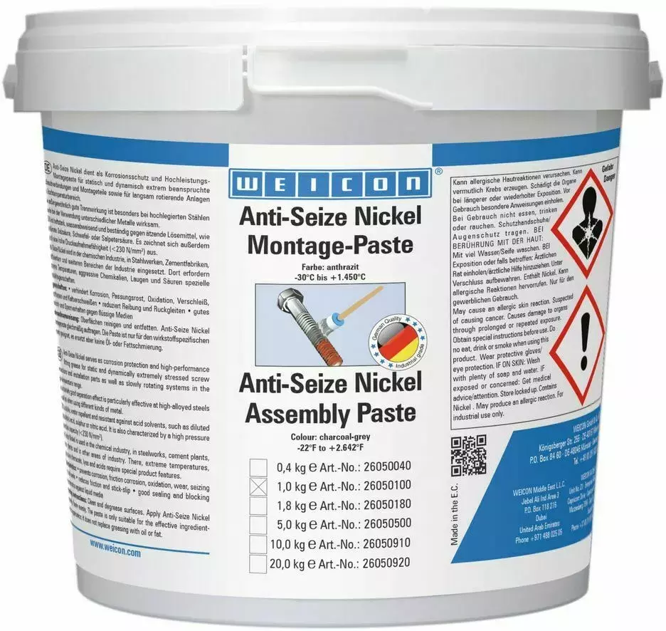 WEICON 26050180 / Anti-Seize Nickel Assembly Paste 1.8 kg 1