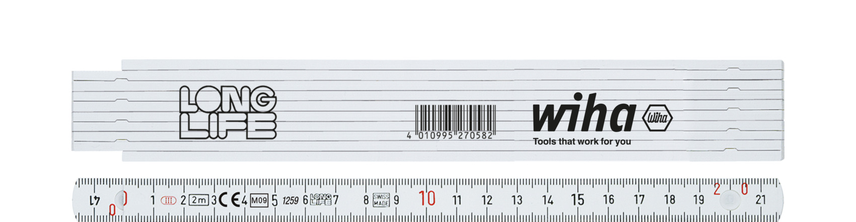 Przymiar składany Longlife® 2 m metryczny, 10 ogniw 15 mm / WIHA 27057 1