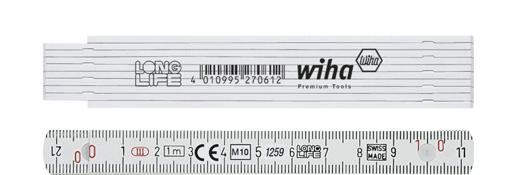 Przymiar składany Longlife® 1 m metryczny, 10 ogniw 13 mm / WIHA 27061 1
