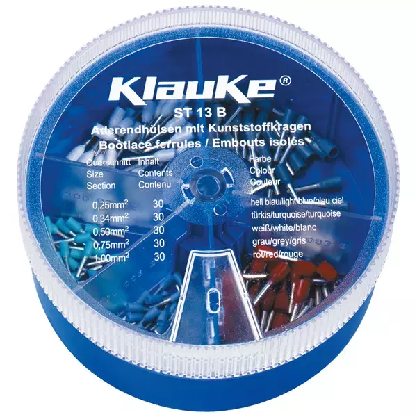 ST13B Zestaw tulejek izolowanych 0,25-1 mm2 DIN C2 / 150 szt. / KLAUKE 1