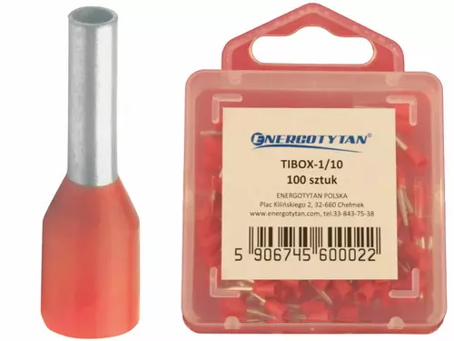 TIBOX-1/10 Tulejka izolowana 1mm2 / 10mm / 100szt. 1