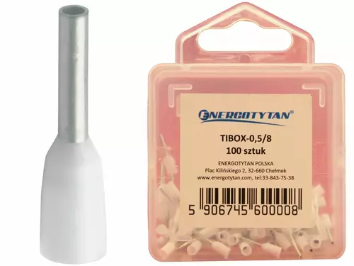 TIBOX-0,5/8 Tulejka izolowana 0,5mm2 / 8mm / 100szt. 1