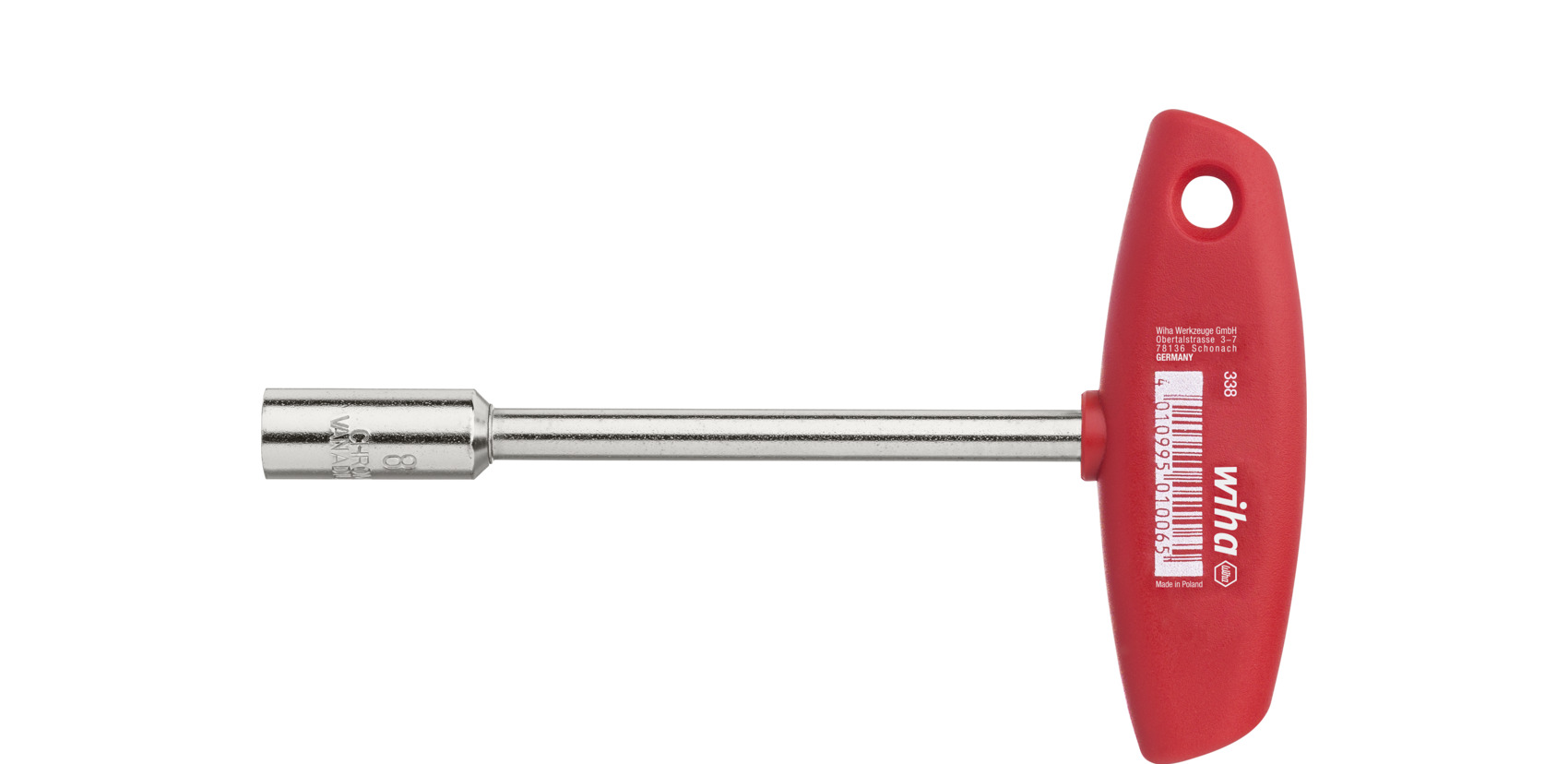 Klucz nasadowy z rękojeścią T Czworokąt połysk 10 mm x 157 mm / WIHA 01007 1