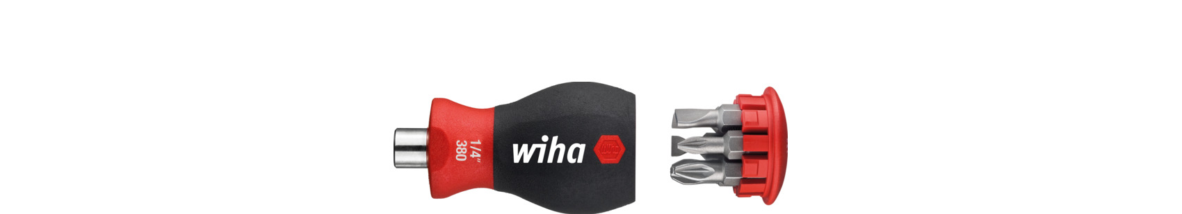 Wkrętak magnetyczny Stubby z magazynkiem bitów Płaski, Pozidriv z 6 bitami, 1/4" / WIHA 10382 1