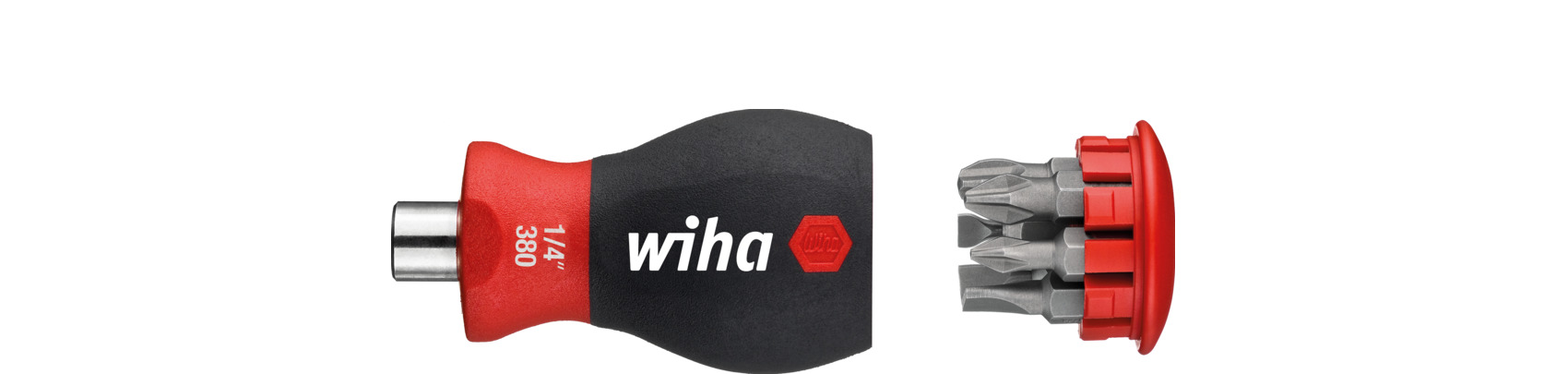 Wkrętak magnetyczny Stubby z magazynkiem bitów Płaski, Phillips z 6 bitami, 1/4" / WIHA 10386 1