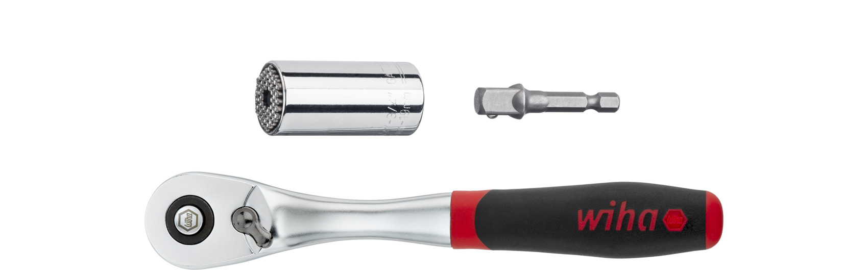 Zestaw Gripper: nasadka i adapter sześciokątna z grzechotką 3/8" i adapterem do wkrętarki, 3-cz. / WIHA 20783 1