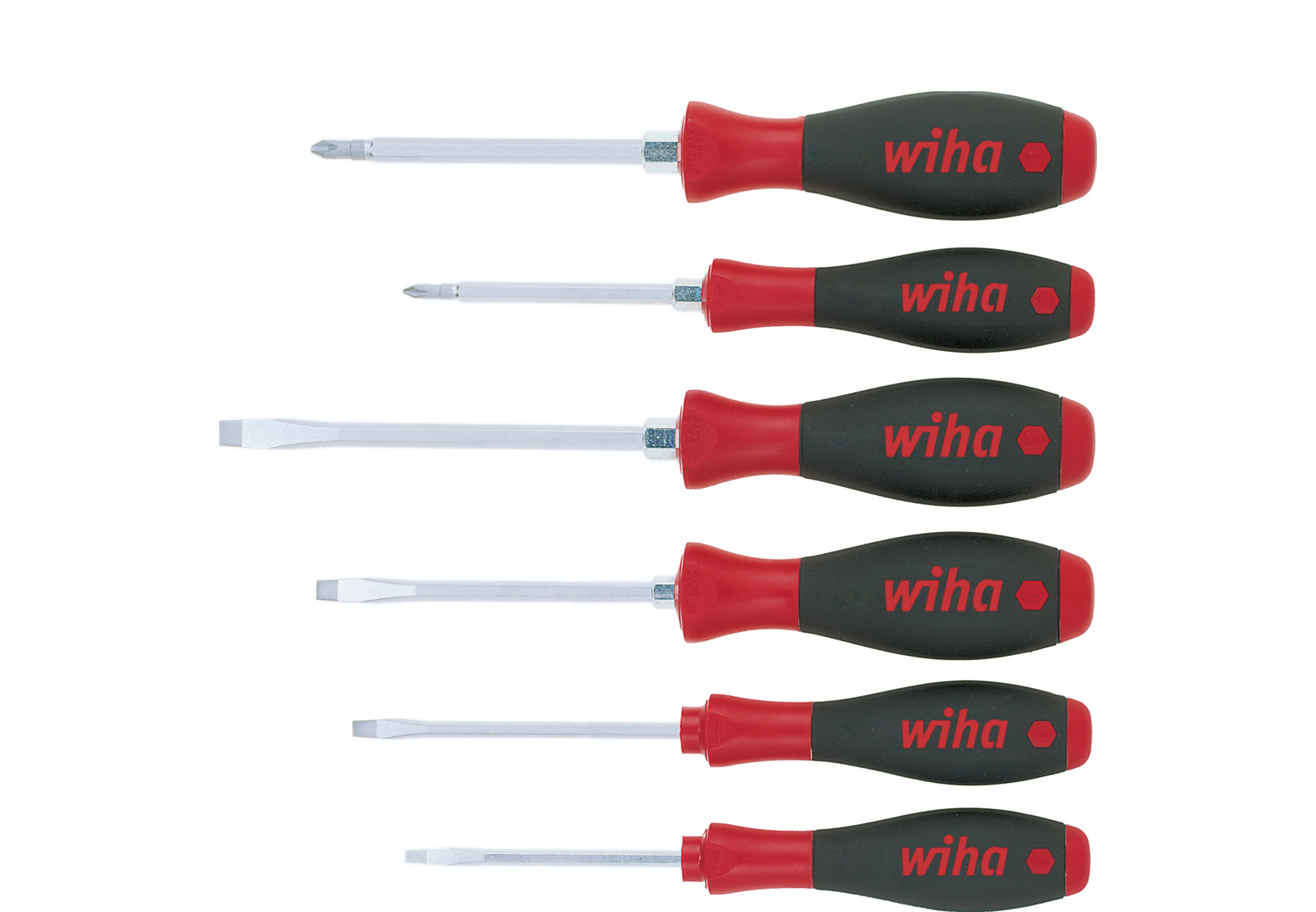 Zestaw wkrętaków SoftFinish płaski, Phillips z nasadką sześciokątną 6-cz. / WIHA 21248 1
