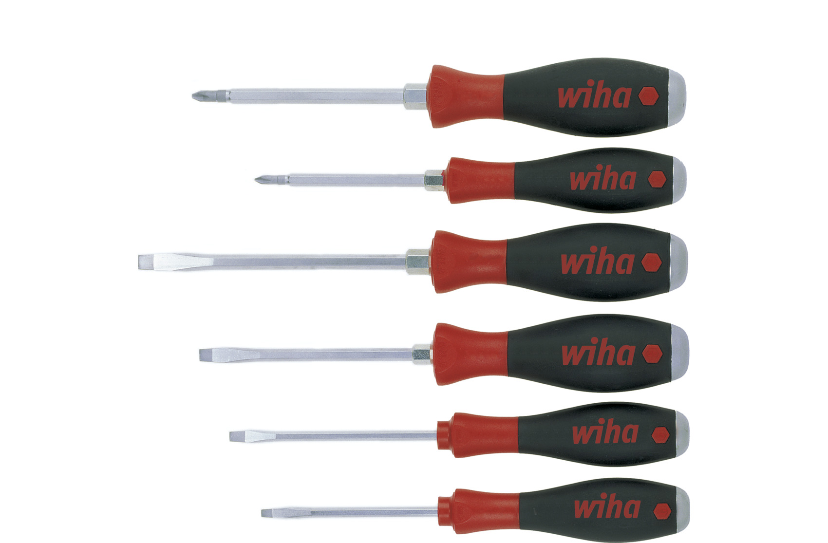 Zestaw wkrętaków SoftFinish płaski, Phillips 6-cz. z trzonem sześciokątnym na całej długości i masywnym kołpakiem... 1