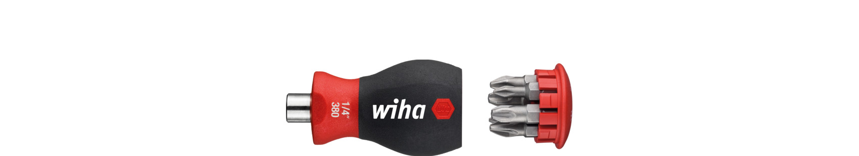 Wkrętak magnetyczny Stubby z magazynkiem bitów Pozidriv, Phillips z 6 bitami, 1/4" / WIHA 33741 1
