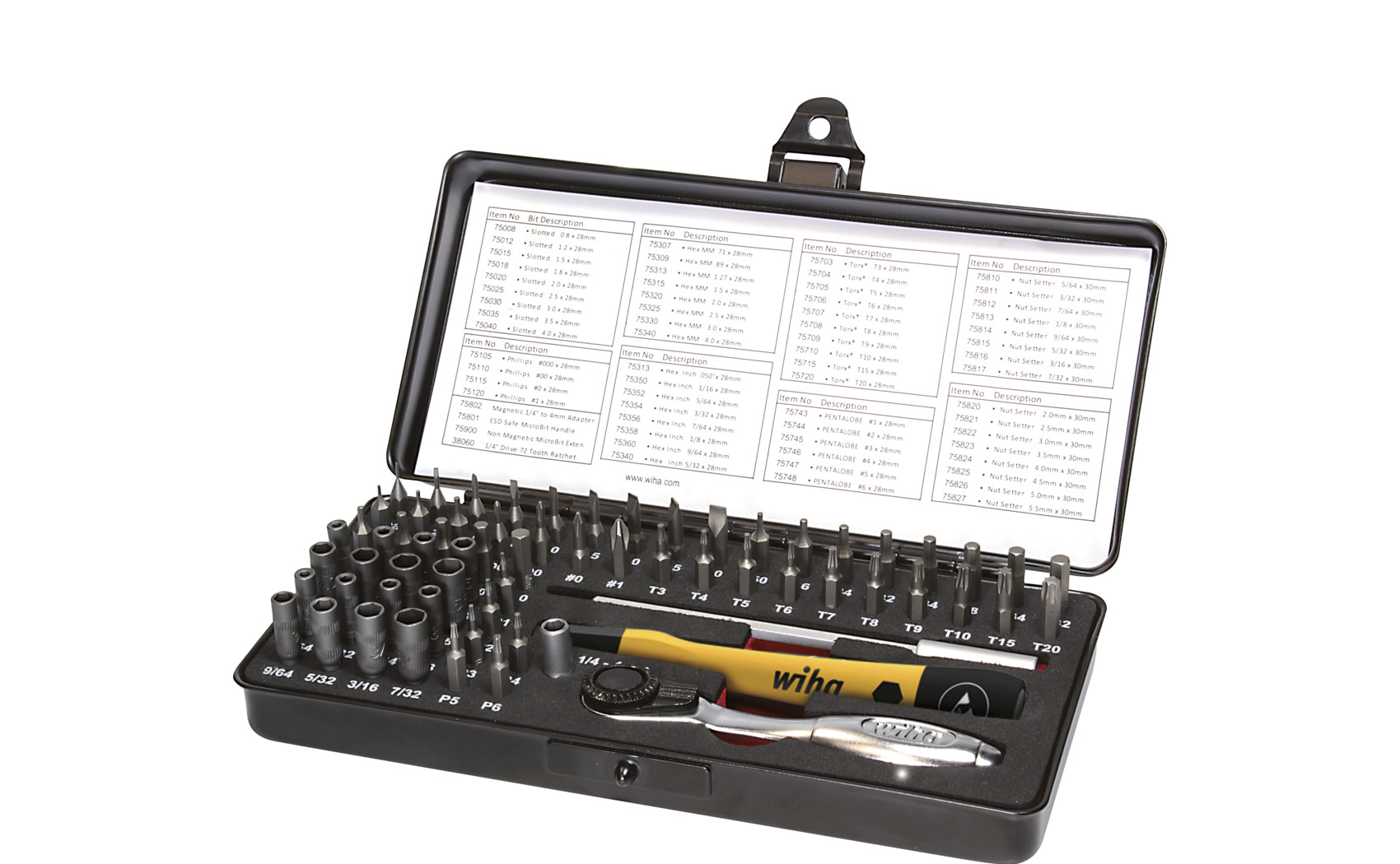 Zestaw bitów Micro ESD zestaw mieszany 65-cz. 4 mm C4 w kasecie / WIHA 39971 1