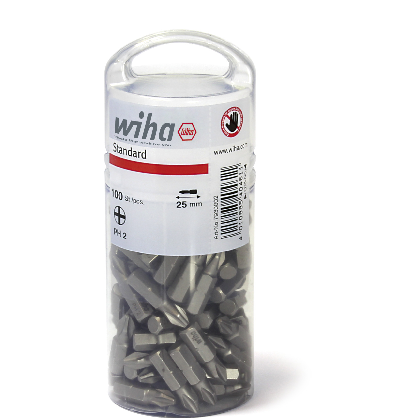 Bit Standard 25 mm Phillips (PH2) 100-cz. 1/4" w dużym opakowaniu / WIHA 40461 1