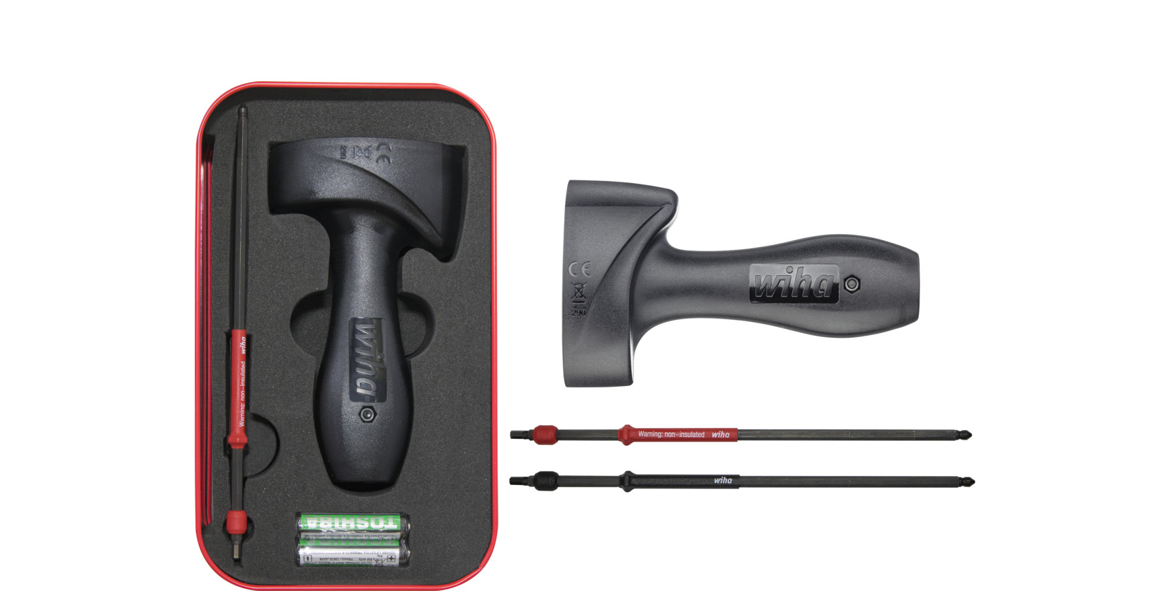 Tester momentu obrotowego Torque QuickCheck zestaw 4-cz. z trzonami-adapterami, bateriami i wraz z kasetą 2.8 Nm / WIHA... 1
