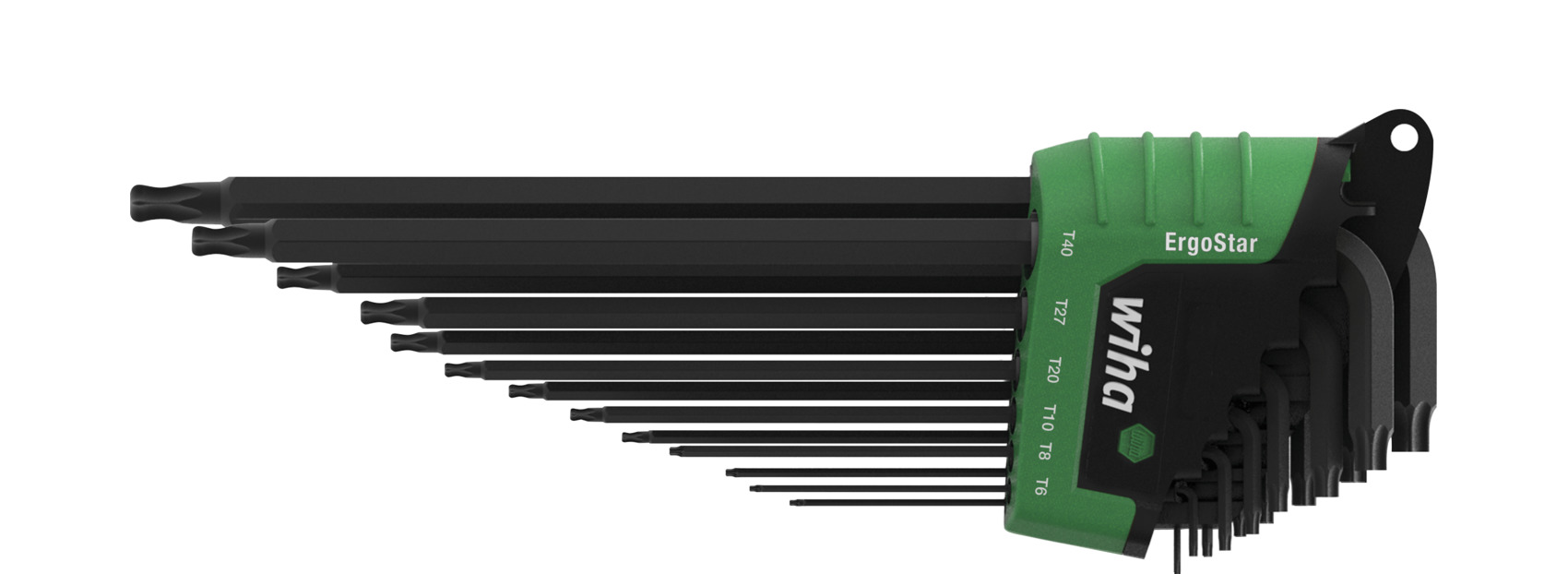 Zestaw kluczy trzpieniowych w uchwycie ErgoStar TORX® z główką kulistą 13-cz. oksydowany chemicznie w opakowaniu kartonowym... 1