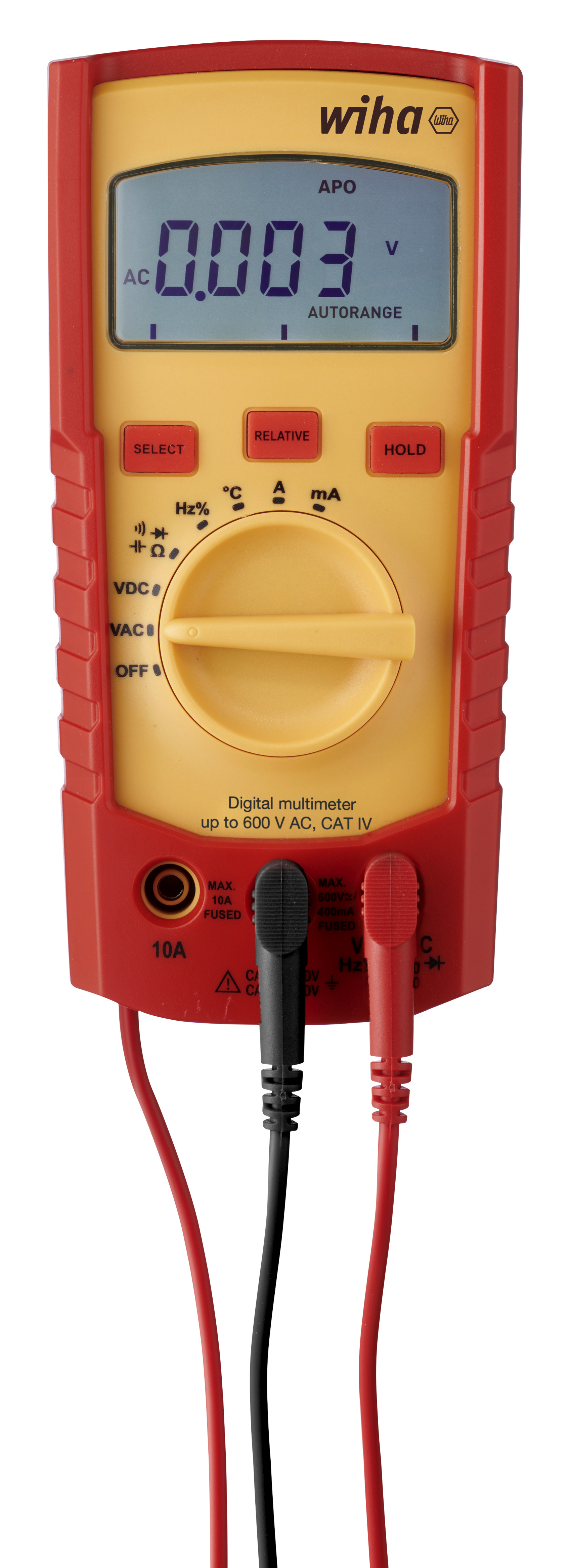 Multimetr cyfrowy do 600 V AC, CAT IV w zestawie 2 baterie AAA / WIHA 45218 1