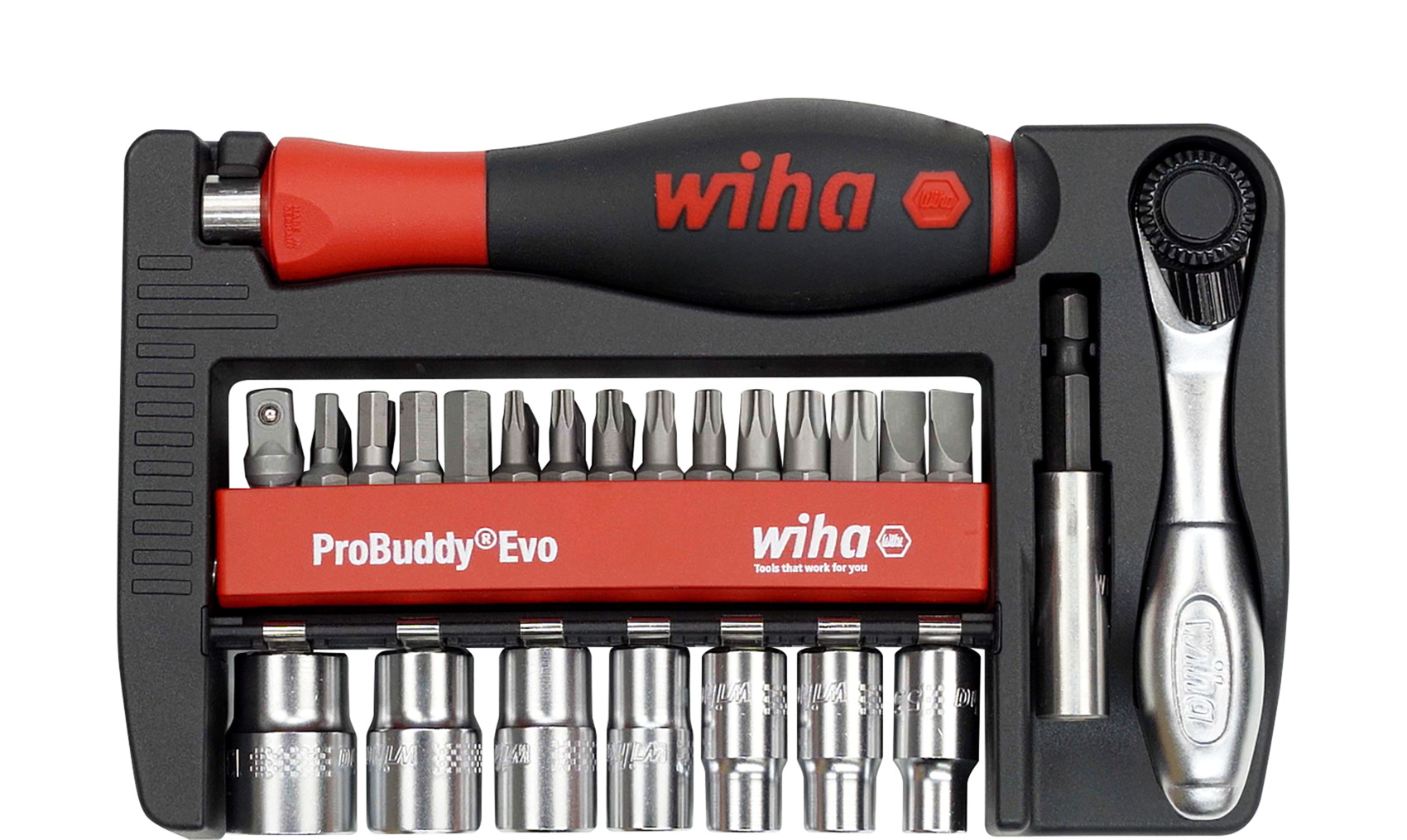 Zestaw bitów i kluczy nasadowych ProBuddy® Evo zestaw mieszany 40-cz. 1/4" / WIHA 46960 1