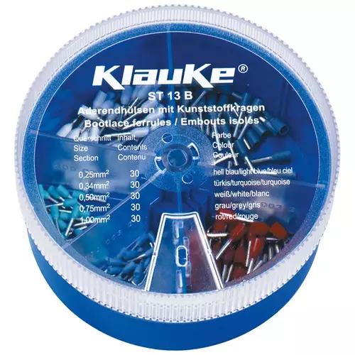 ST13B Zestaw tulejek izolowanych 0,25-1 mm2 DIN C2 / 150 szt. / KLAUKE 1
