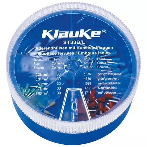 ST33B Zestaw tulejek izolowanych 0,25-1mm2 DIN C2 / 150 szt. / KLAUKE 1