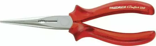 Telefonzange gerade, 160 mm - verchromt, Comfort Grip rot-transparent 1